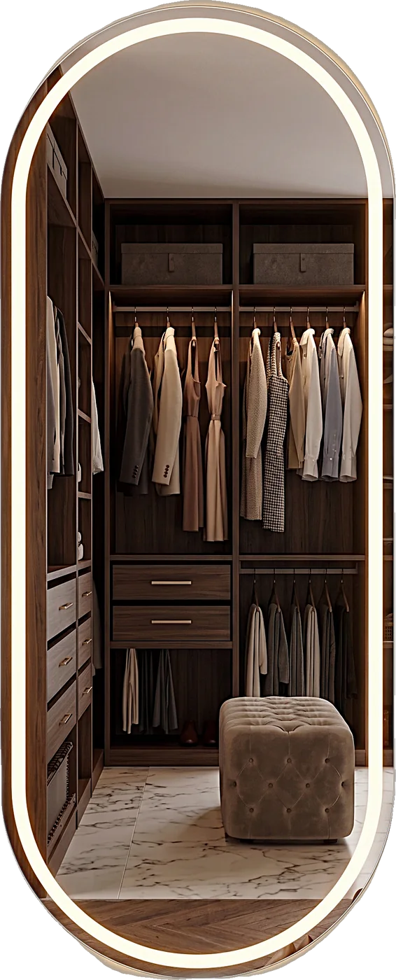 Espejo LED REFLEKTUM instalado en vestidor