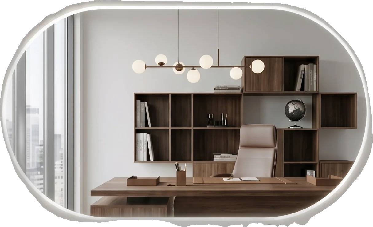 Espejo LED REFLEKTUM instalado en oficina