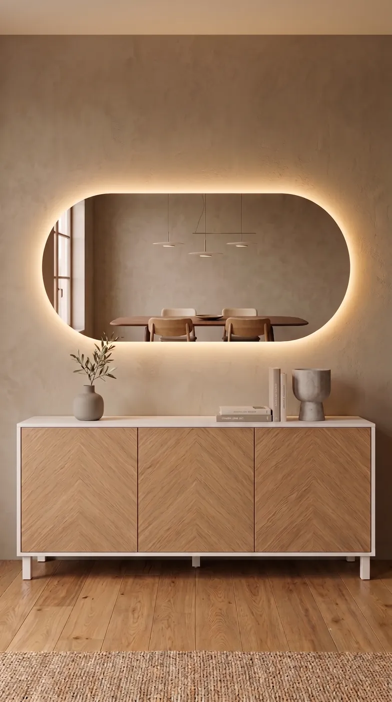 Espejo LED KUNTUR instalado en un local o vivienda