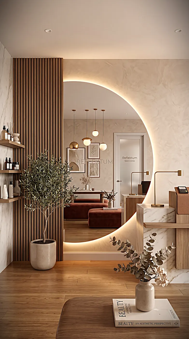 Espejo LED MOON instalado en un local o vivienda