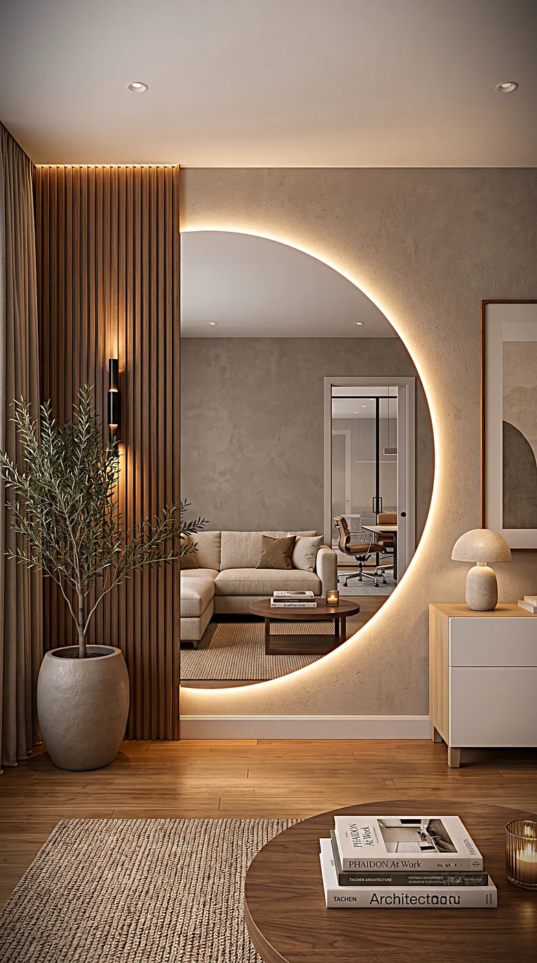 Espejo LED MOON instalado en un local o vivienda